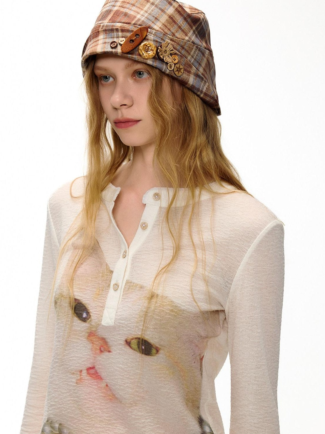 OuttheBlue Foldable Plaid Round Top Polyester Lightweight Casual Travel Women Hats