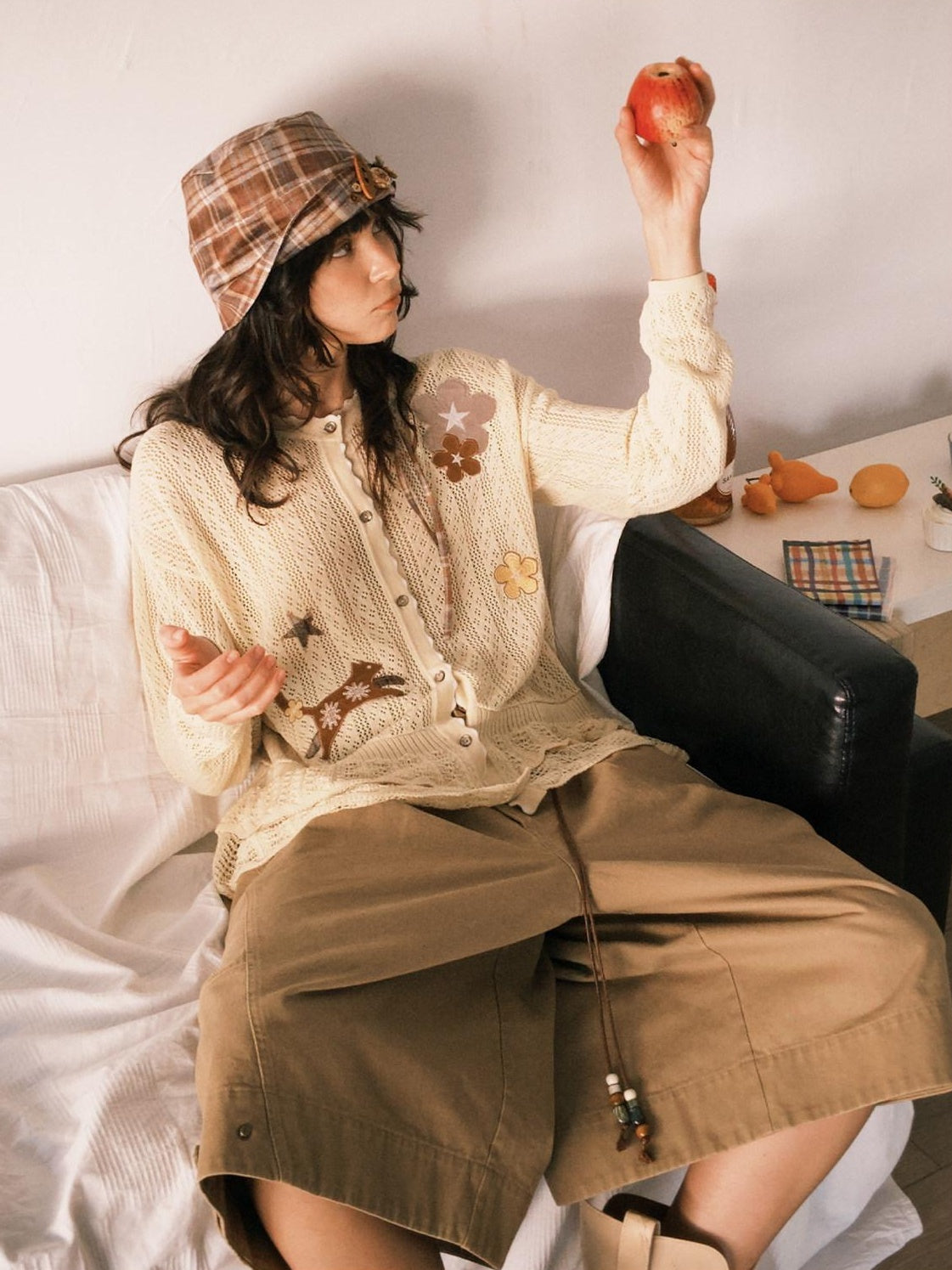 OuttheBlue Foldable Plaid Round Top Polyester Lightweight Casual Travel Women Hats
