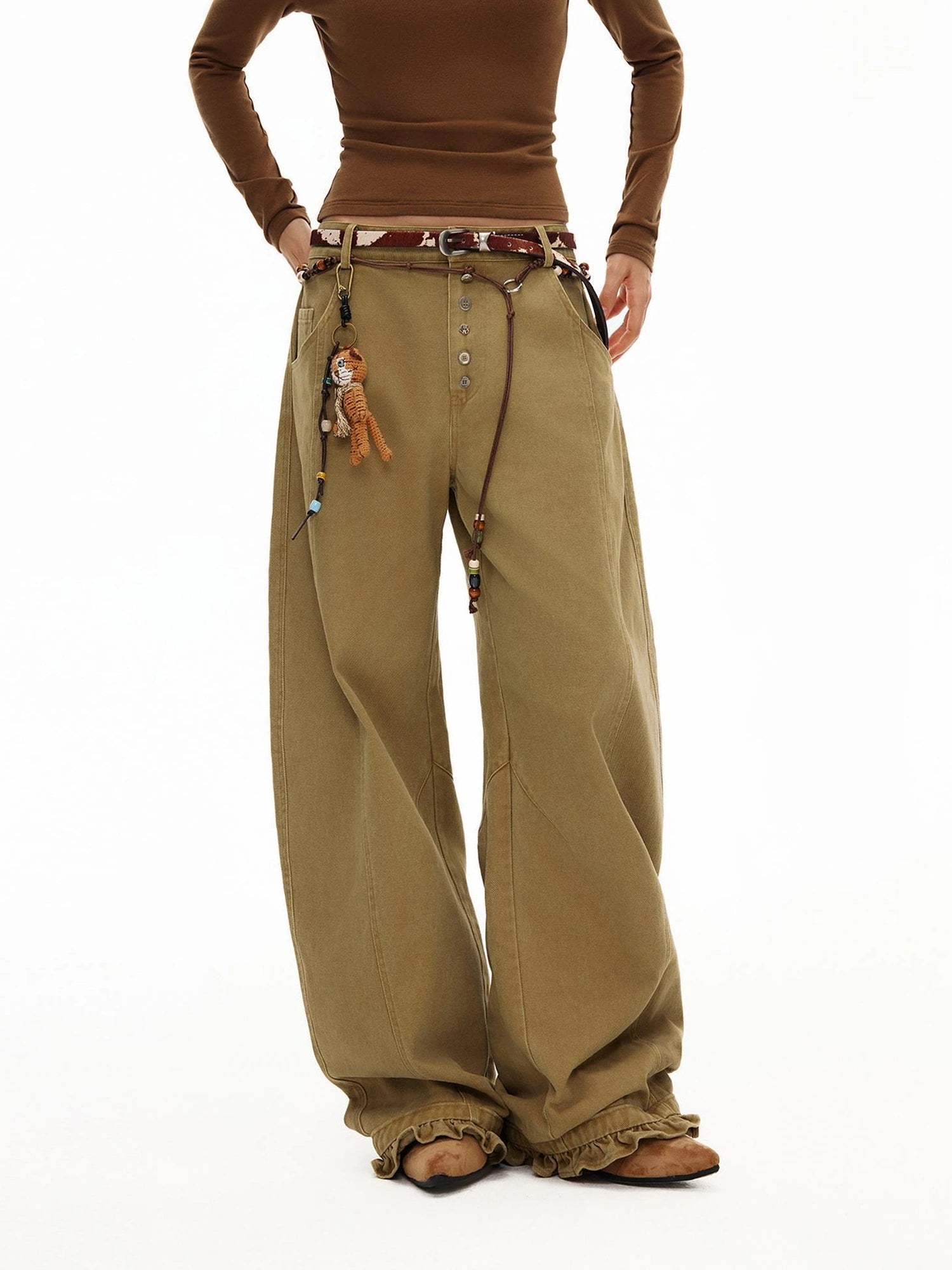 OuttheBlue Heavy Washed Cotton Asymmetrical Harem Pants