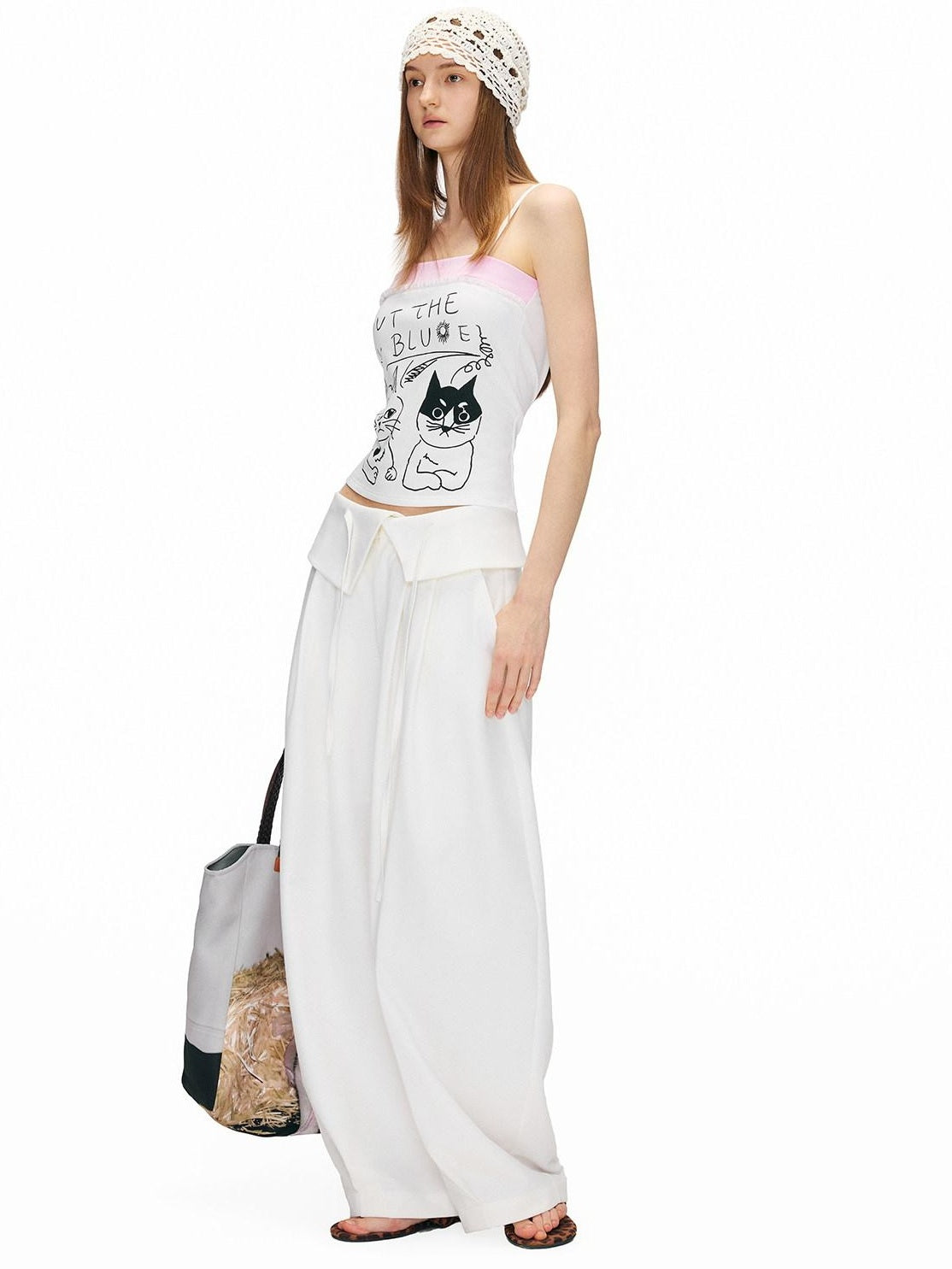 OuttheBlue High Stretch Cotton Blend Animal Print Slim Fit Cropped Women Camisoles