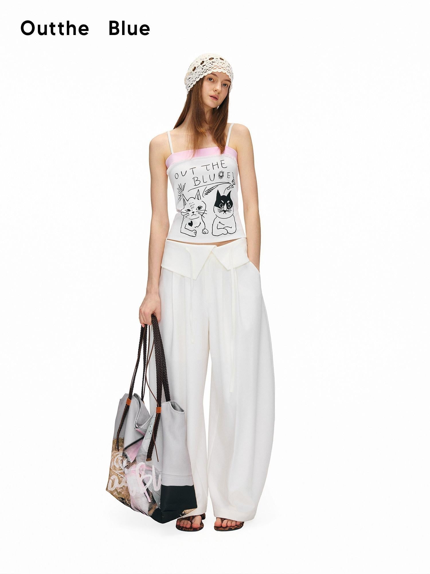 OuttheBlue High Stretch Cotton Blend Animal Print Slim Fit Cropped Women Camisoles