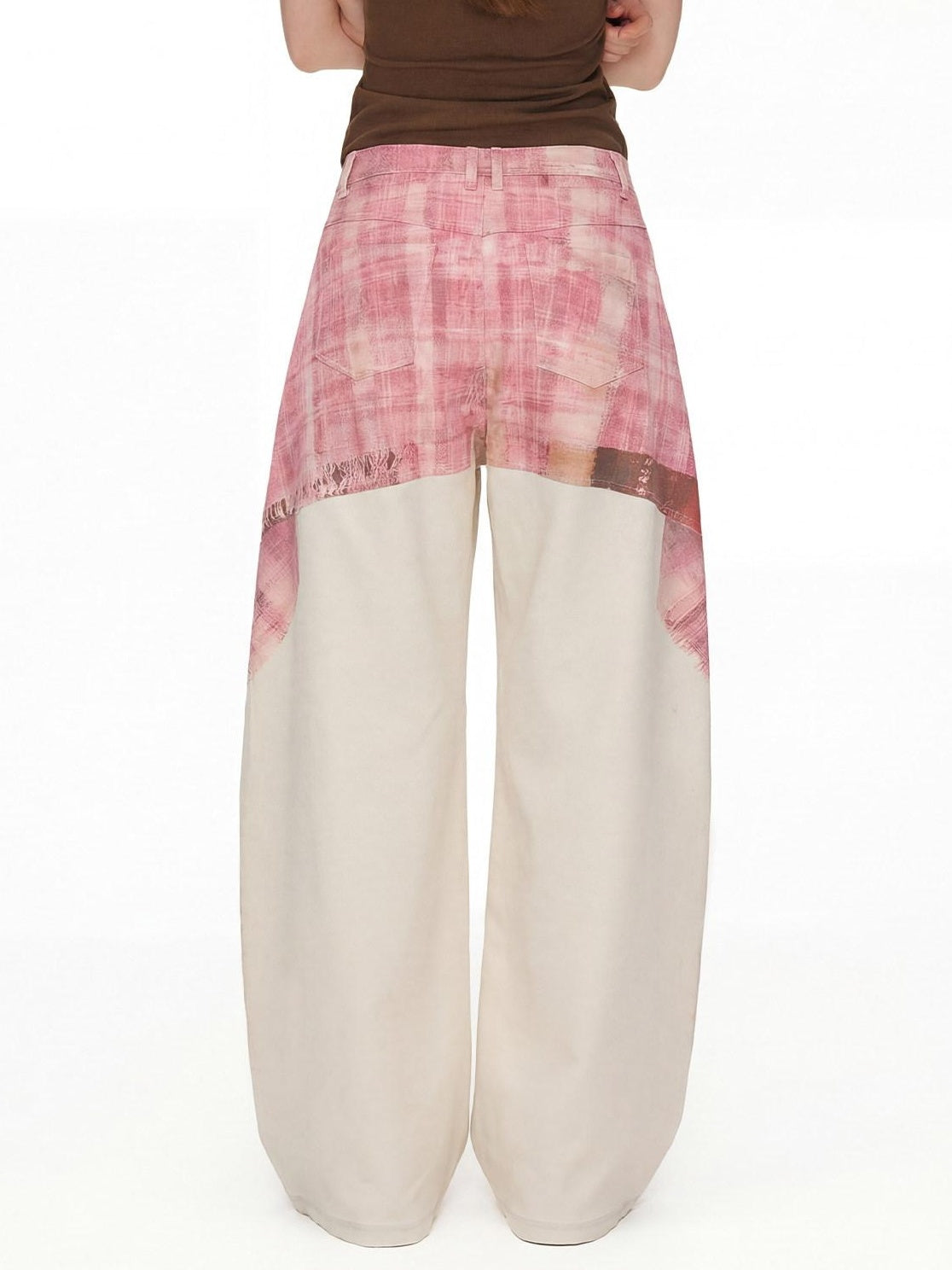 OuttheBlue High Stretch Lyocell Plaid Midrise Vintage Straight Leg Zip Fly Womens Chinos