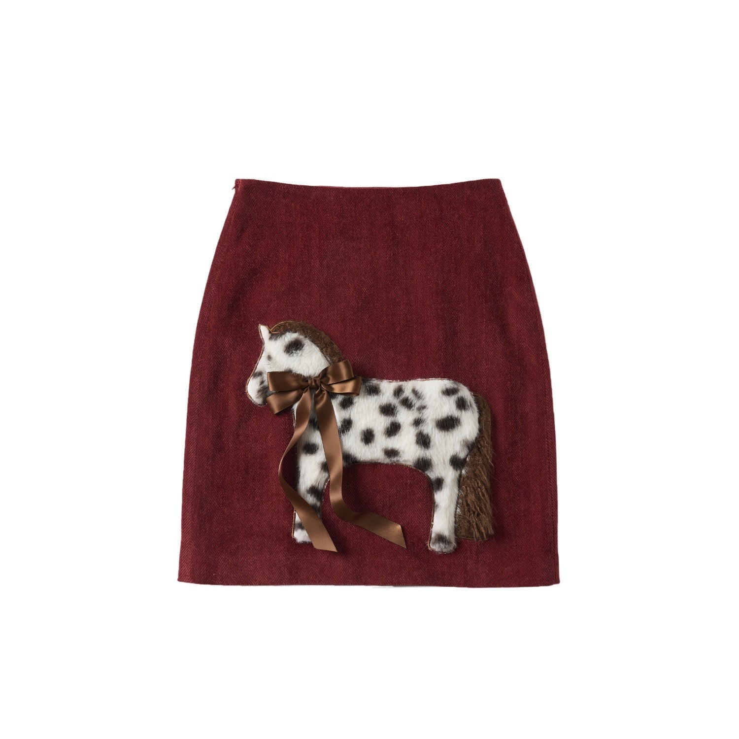 OuttheBlue High Waist A Line Casual Everyday Women Burgundy Polyester Stretch Midi Skirts
