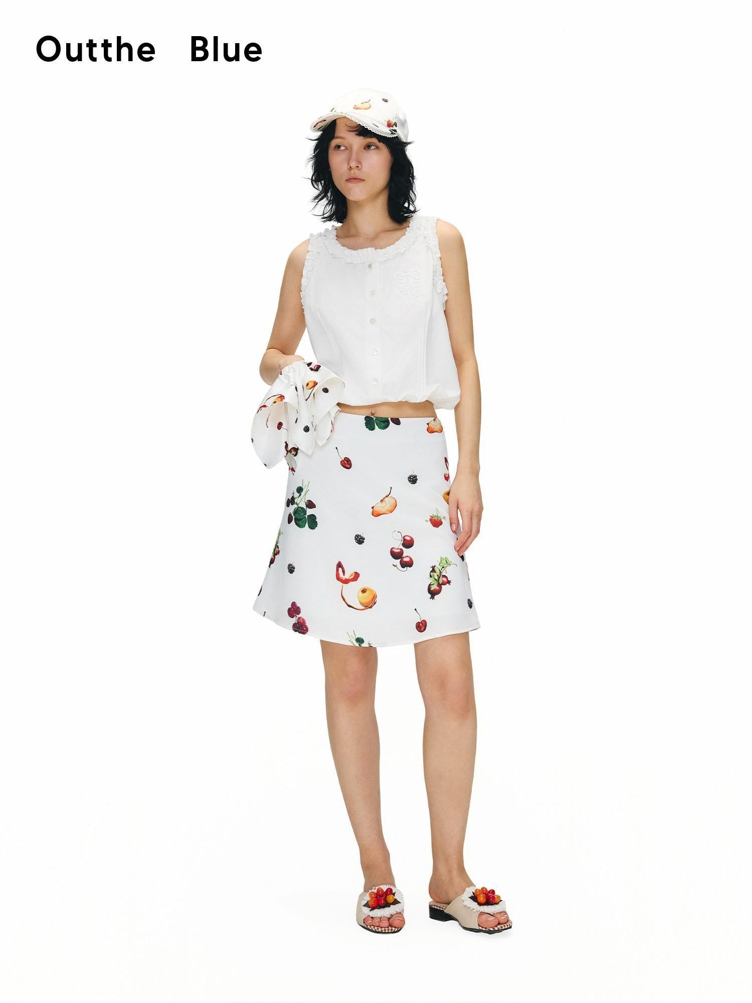 OuttheBlue High Waist Silky Printed Mermaid Slim Fit Women Side Slit Midi Skirts
