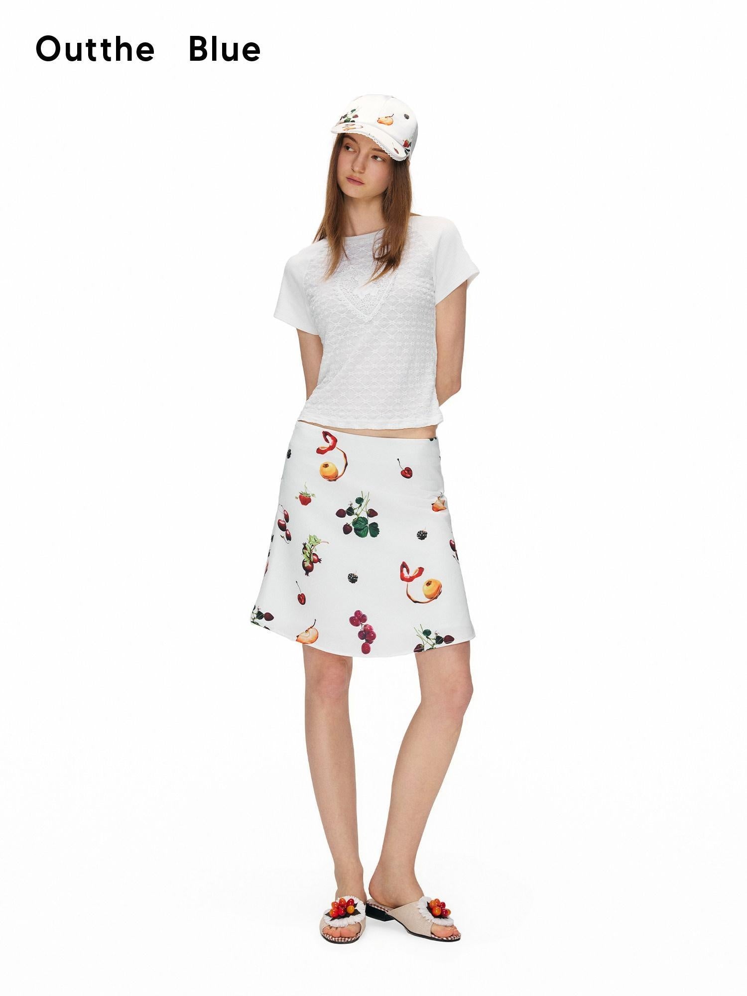 OuttheBlue High Waist Silky Printed Mermaid Slim Fit Women Side Slit Midi Skirts
