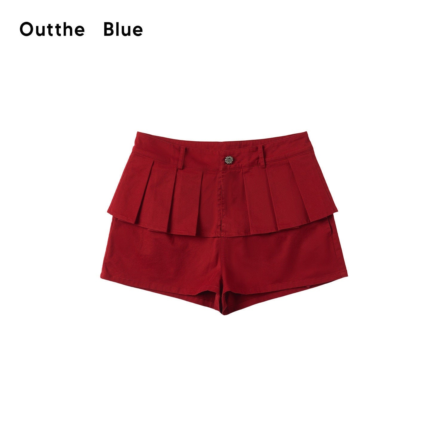 OuttheBlue High Waist Stretch Cotton Slim Fit Casual Women Red Chino Shorts