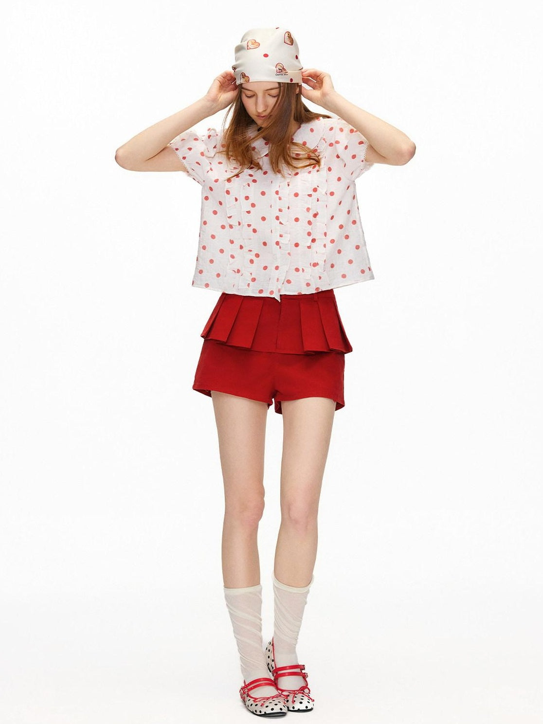 OuttheBlue High Waist Stretch Cotton Slim Fit Casual Women Red Chino Shorts