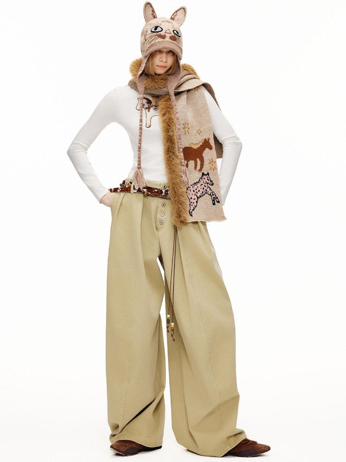 OuttheBlue High Waist Washed Cotton Comfort Casual Solid Khaki Coffee Women Wide Leg Pants