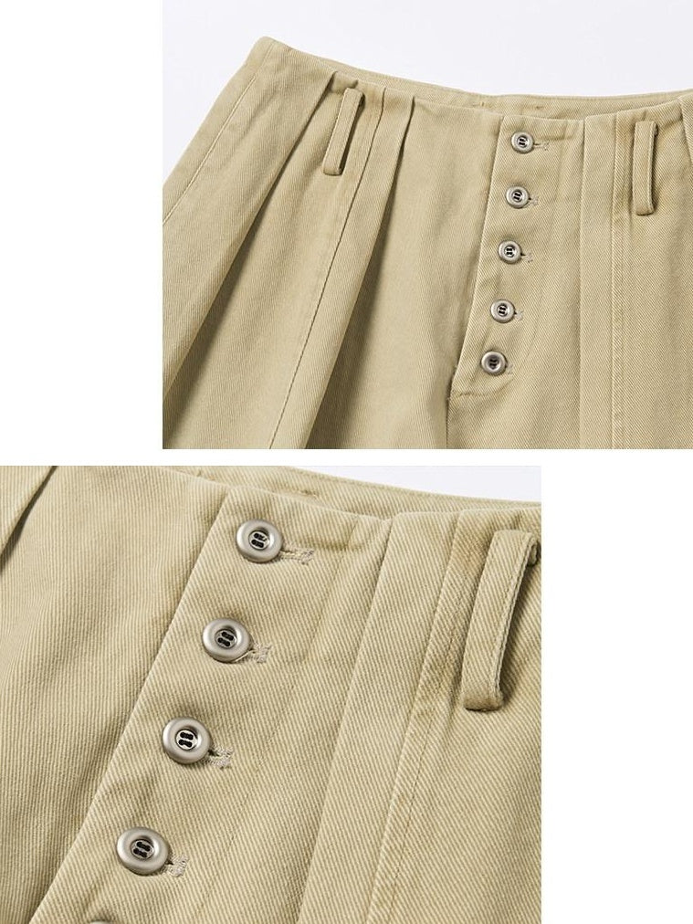 OuttheBlue High Waist Washed Cotton Comfort Casual Solid Khaki Coffee Women Wide Leg Pants