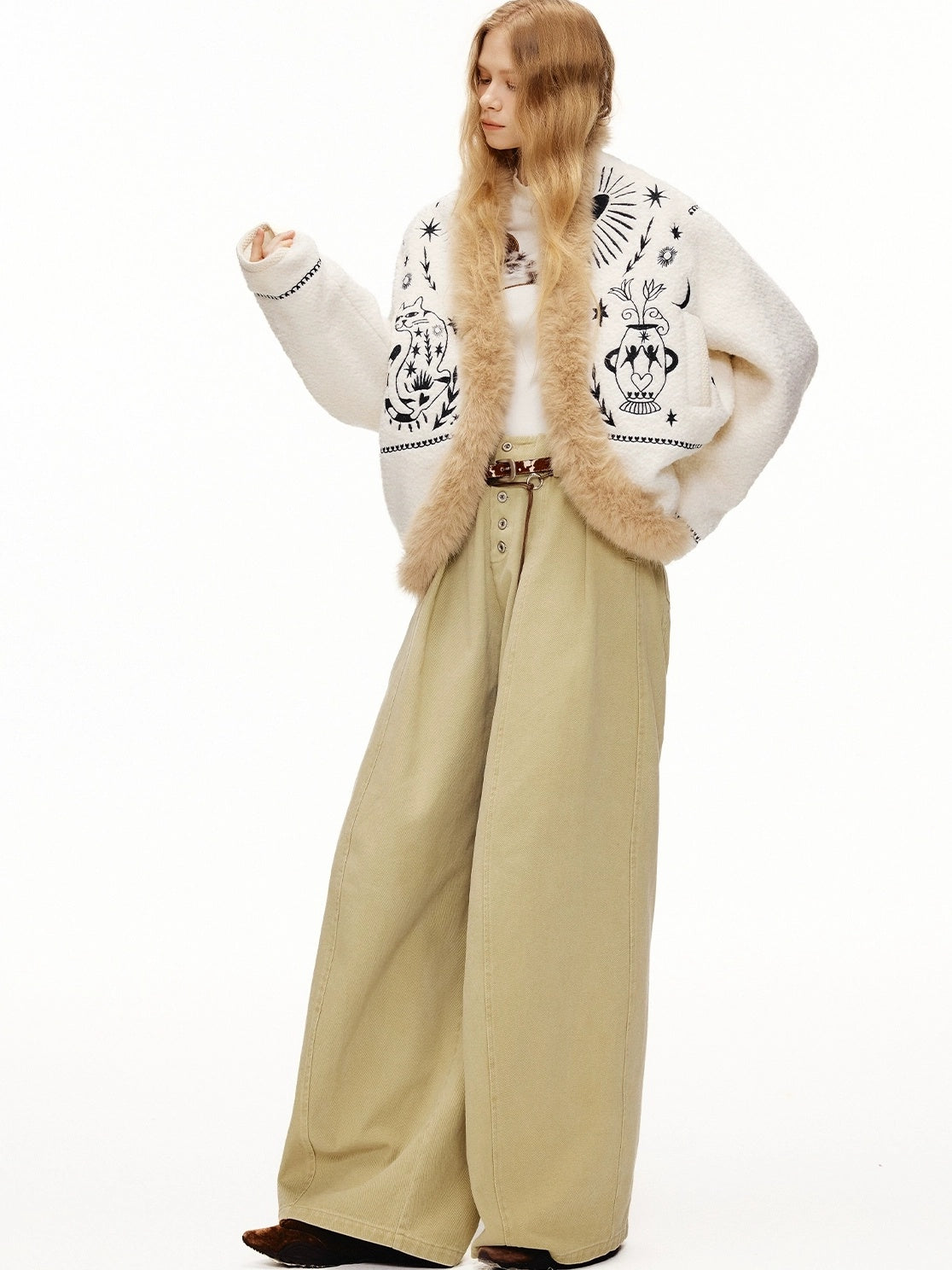 OuttheBlue High Waist Wide Leg Cotton Washed Casual Solid Khaki Coffee Women Pants