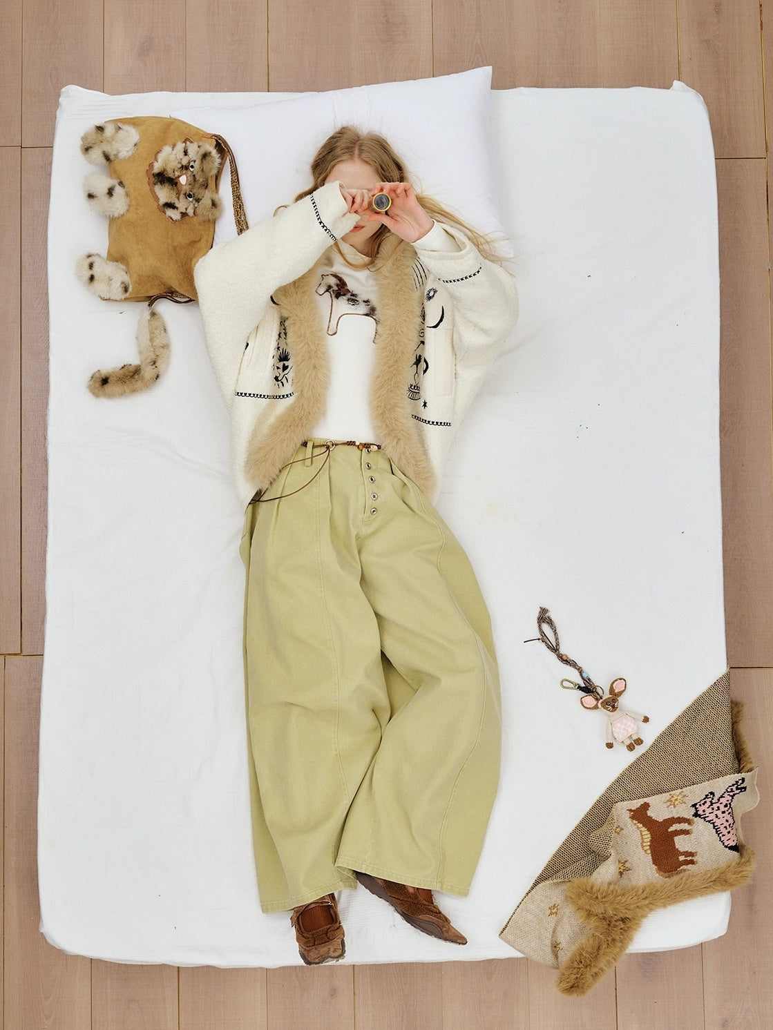 OuttheBlue High Waist Wide Leg Cotton Washed Casual Solid Khaki Coffee Women Pants