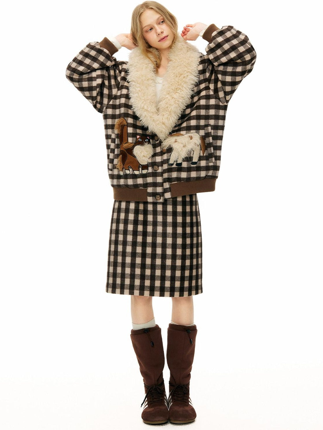 OuttheBlue High Waist Wool Blend Plaid A Line Casual Women Daily Student Home Mini Skirts