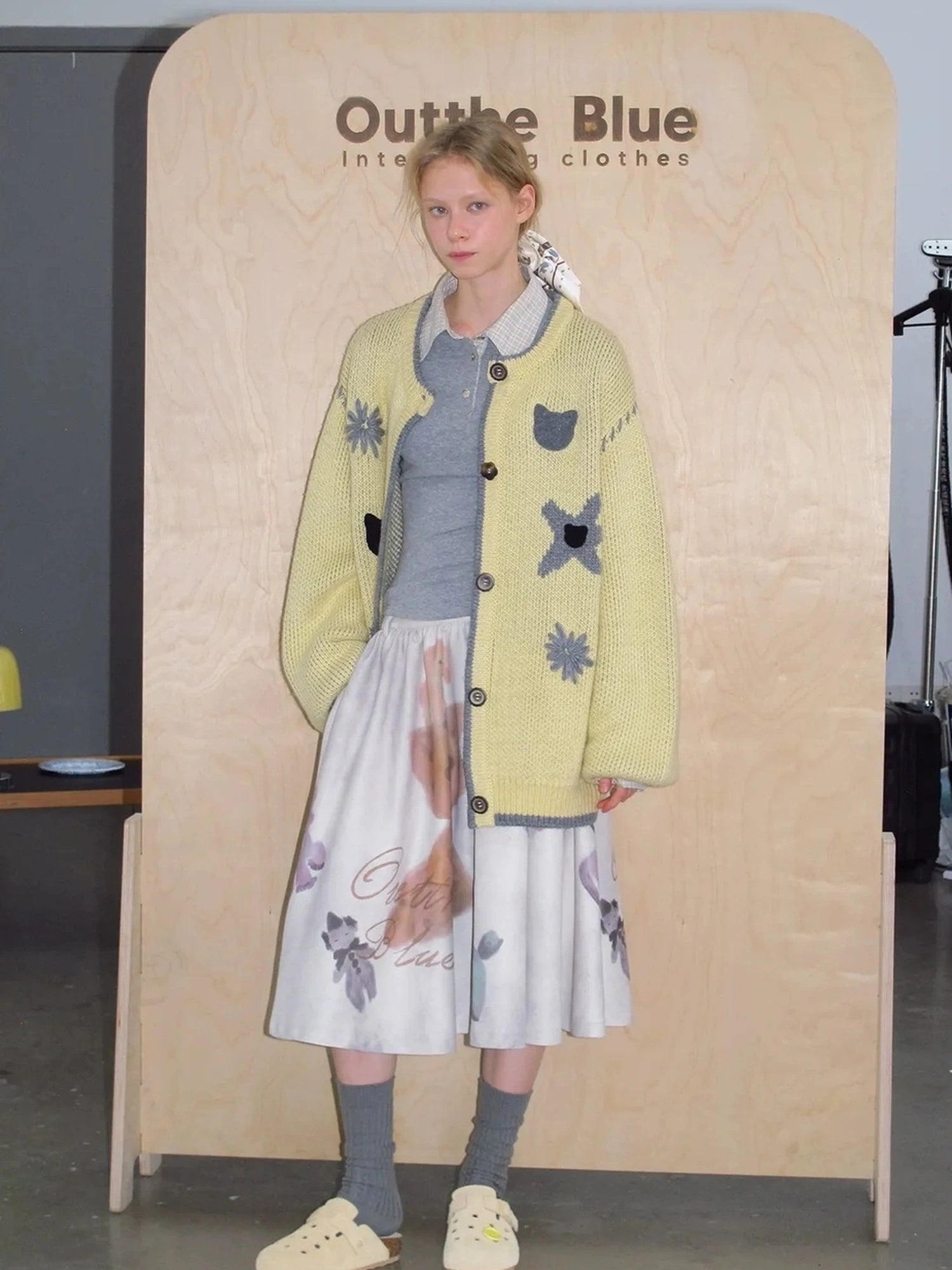 OuttheBlue Icelandic Wool 3 D Flower Embroidered Cardigan