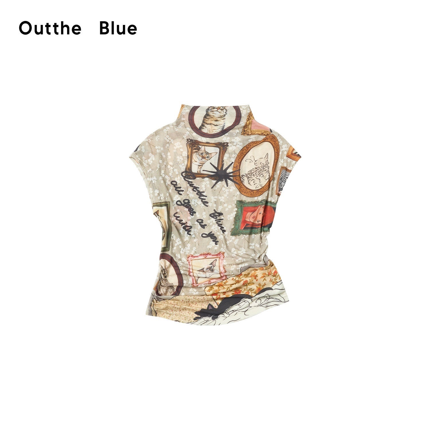 OuttheBlue_Irregular_Small_Mock_Neck_Cat_Print_Raglan_Women&