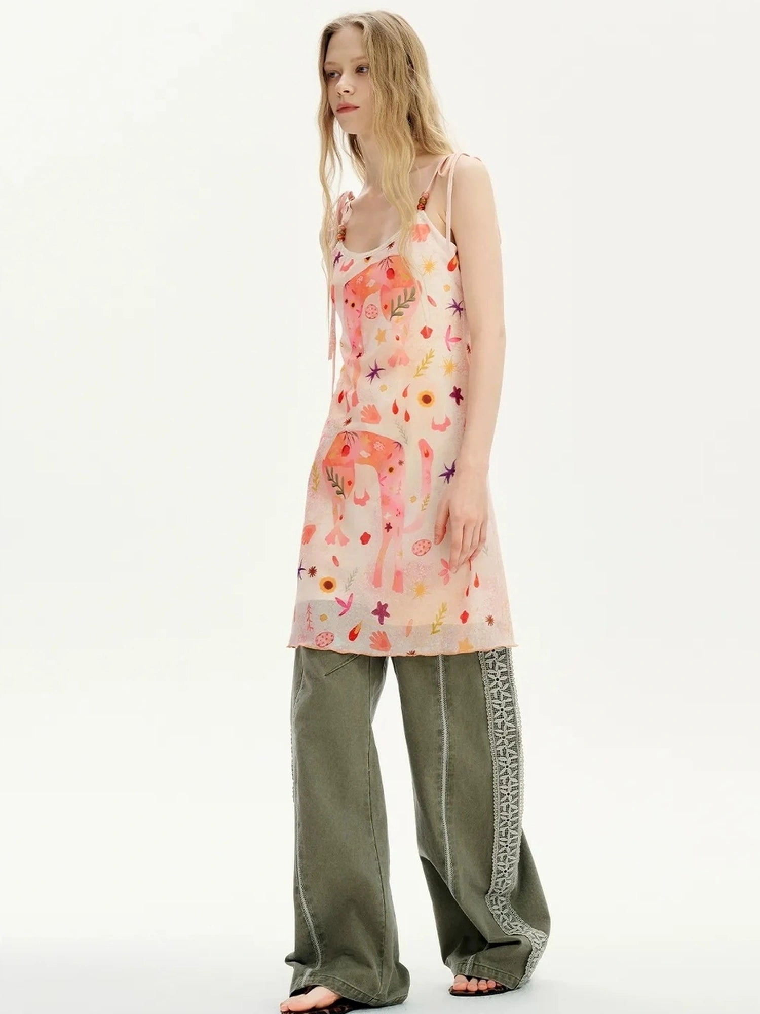 OuttheBlue Lace Beaded Life Like Summer Flowers Camisole Dress