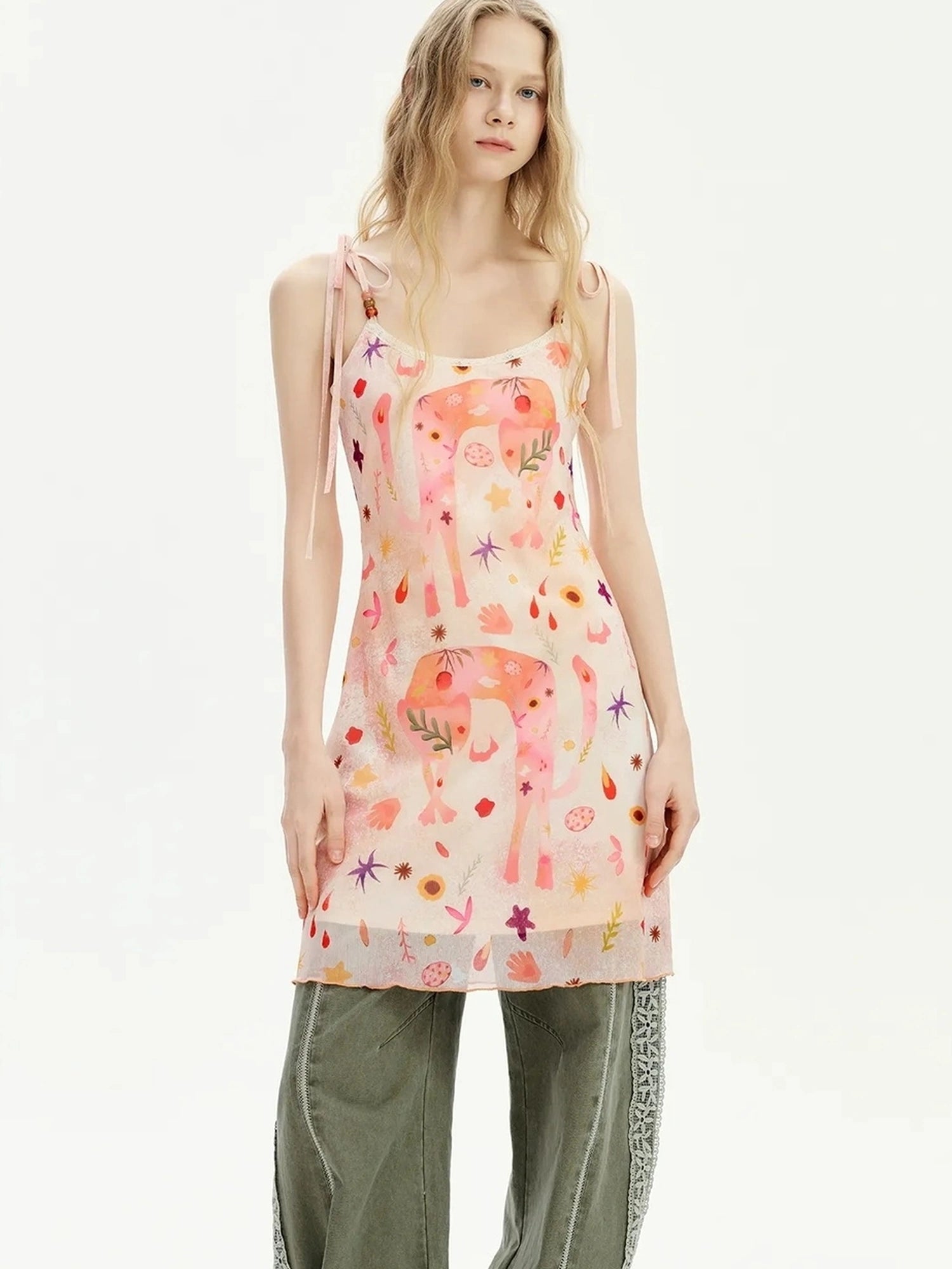 OuttheBlue Lace Beaded Life Like Summer Flowers Camisole Dress