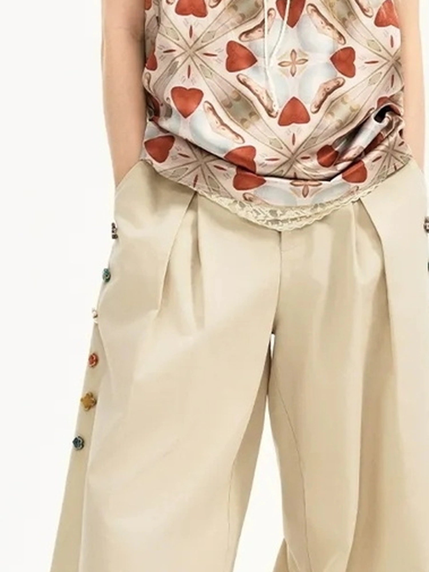 OuttheBlue Lace Trimmed Satin Straight Skirt With Versatile Blouse
