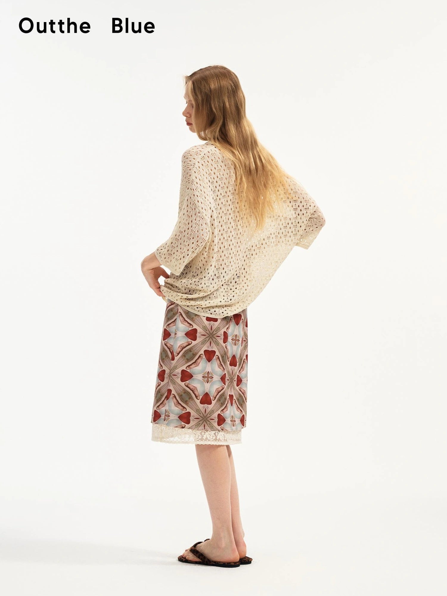 OuttheBlue Lace Trimmed Satin Straight Skirt With Versatile Blouse