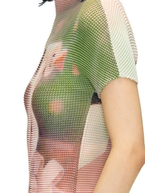 OuttheBlue Lightweight Polyester Slim Cropped Animal Print Women Short Sleeve T-Shirts