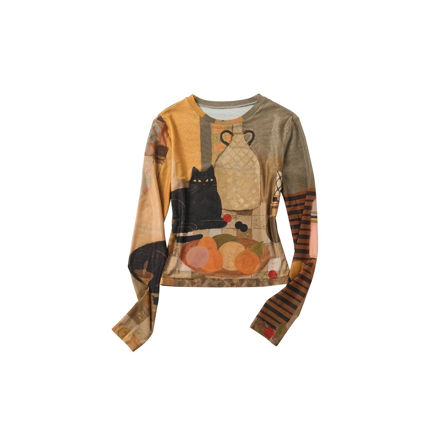 OuttheBlue_Mesh_Fruit_Print_Cropped_Slim_Casual_Round_Neck_Women_Long_Sleeve_T-Shirts_MISSTT
