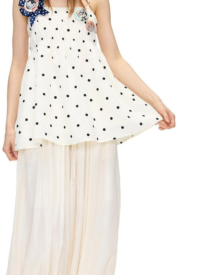 OuttheBlue Mid High Waist Casual Lantern Style Women Beige Polyester Blend Wide-Leg Pants