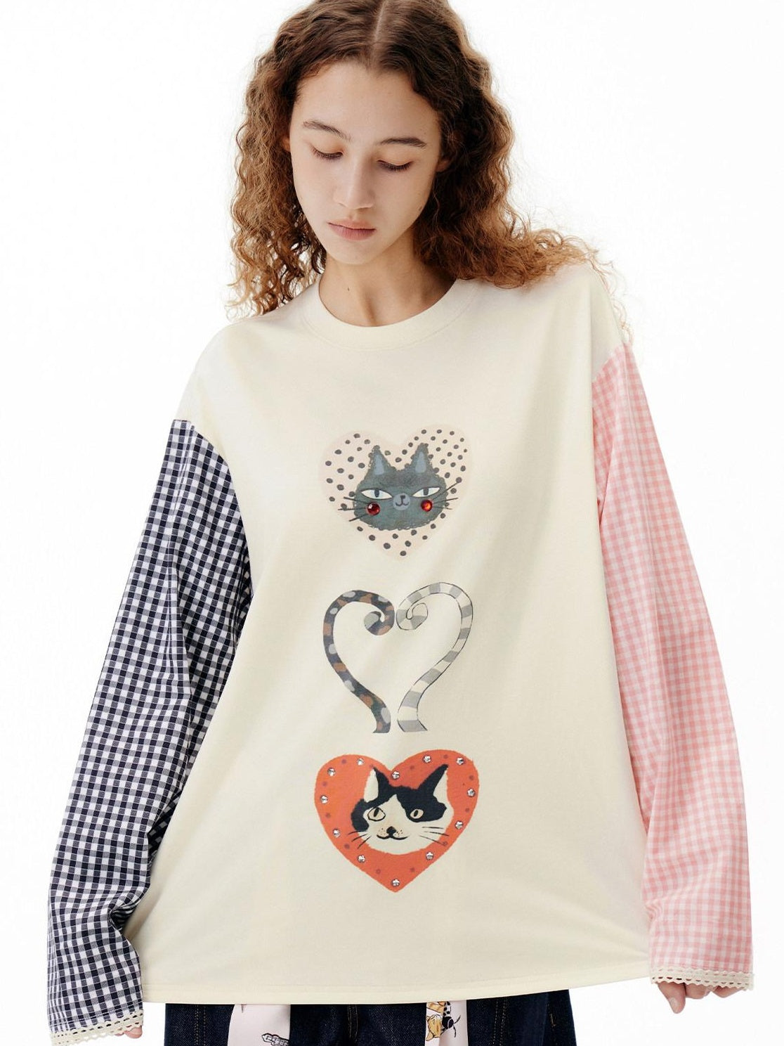 OuttheBlue Moisture Wicking Tencel Patchwork Relaxed Commuter Beige Long Sleeve T-Shirts