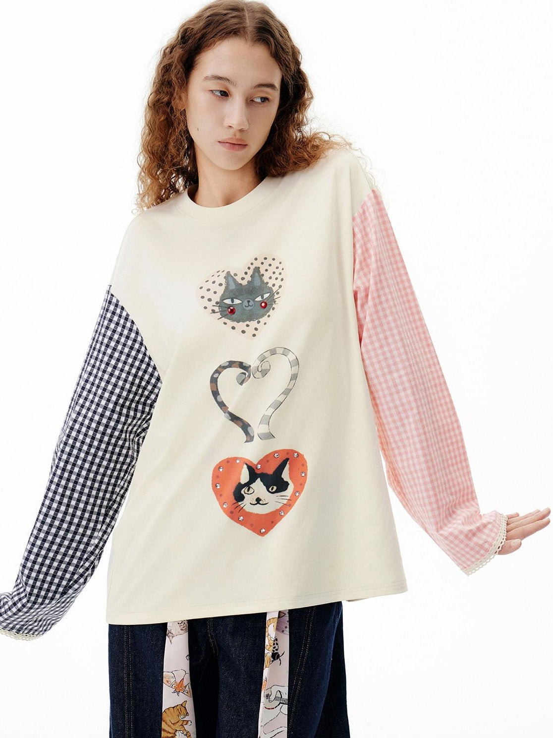 OuttheBlue Moisture Wicking Tencel Patchwork Relaxed Commuter Beige Long Sleeve T-Shirts
