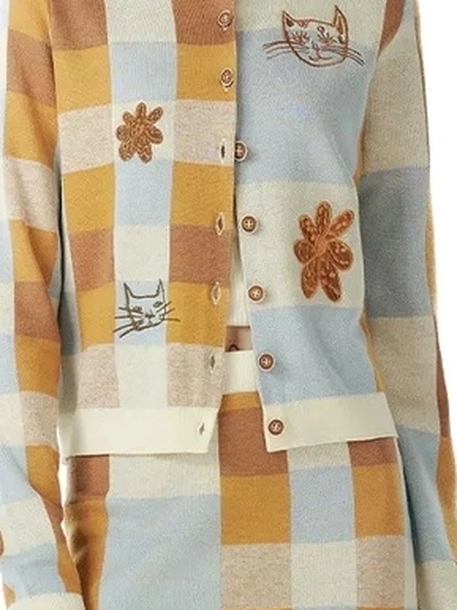 Monet Cat Garden Embroidered Knit Cardigan Skirt Set