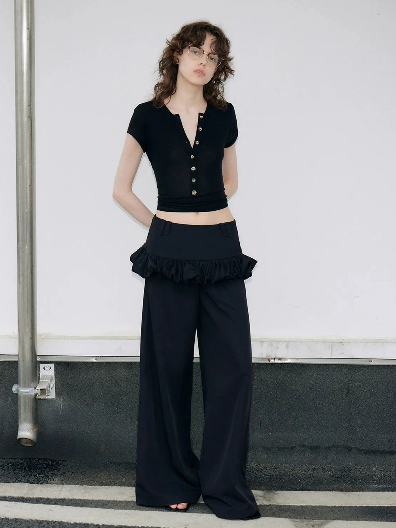 OuttheBlue Out The Blue Black Henley Top Soft Tencel
