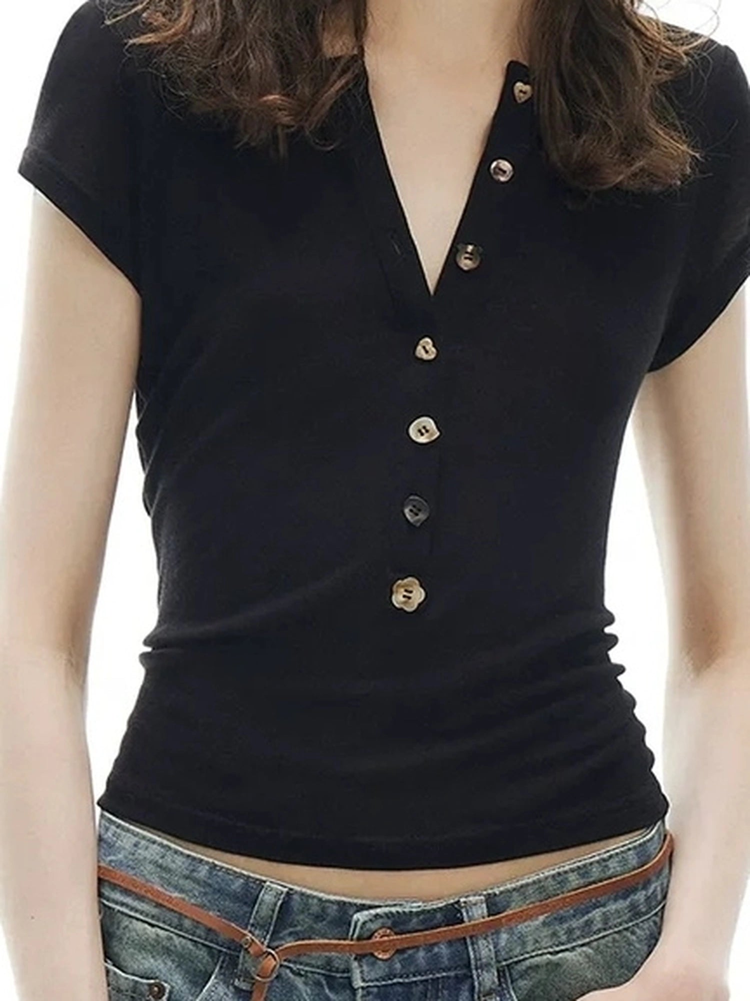 OuttheBlue Out The Blue Black Henley Top Soft Tencel
