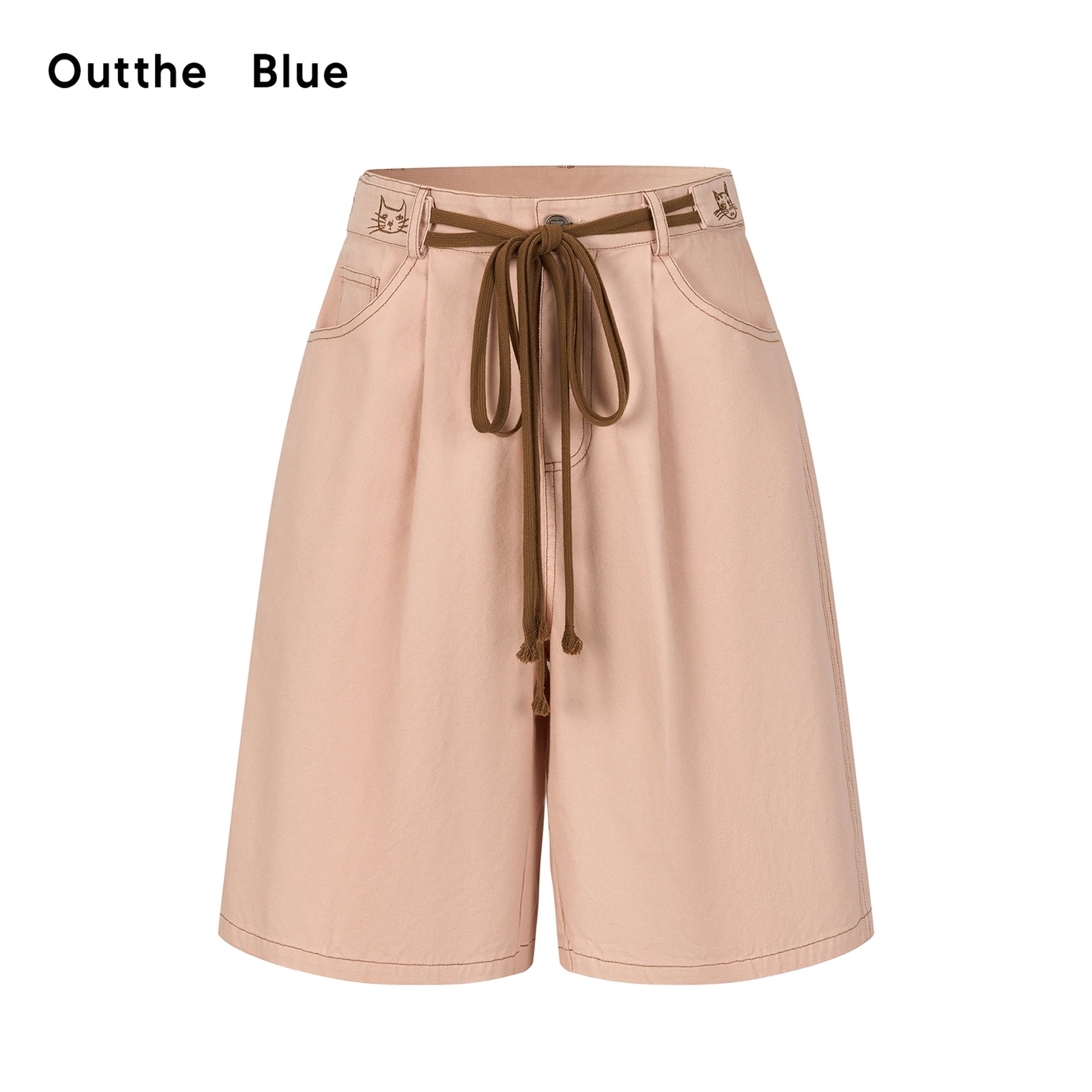 OuttheBlue_Out_The_Blue_Pink_Cotton_Belted_Loose_Fit_Shorts_MISSTT