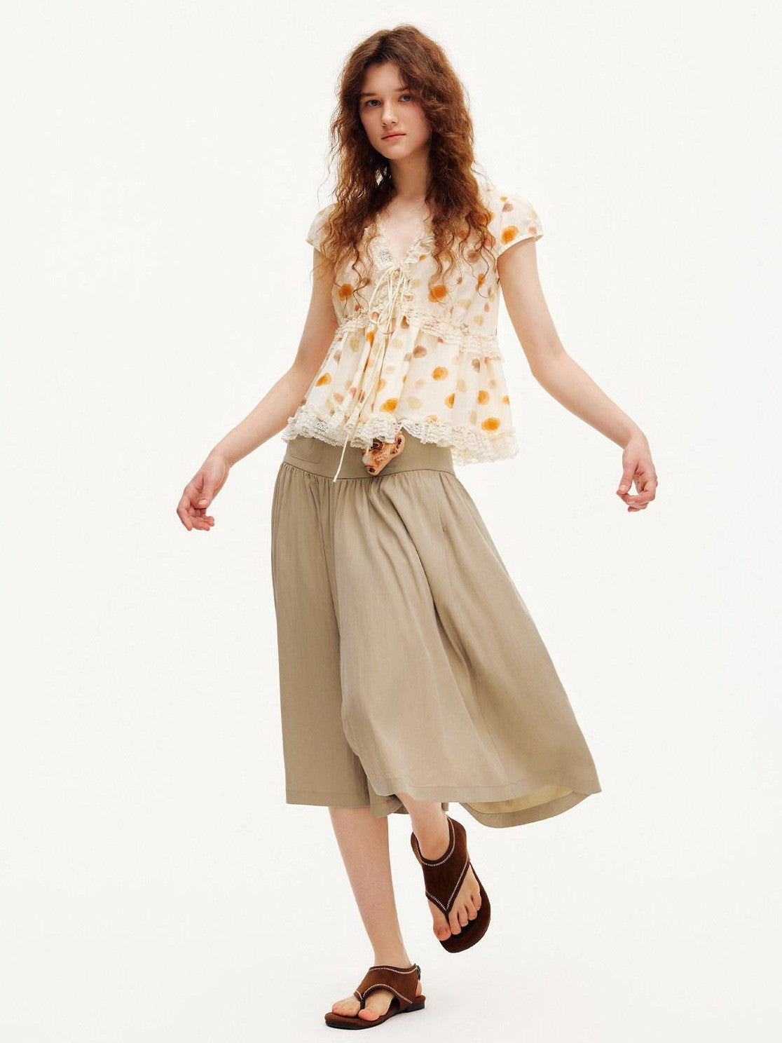OuttheBlue Peanut Butter Wide Leg A Line Slim Draped Women&