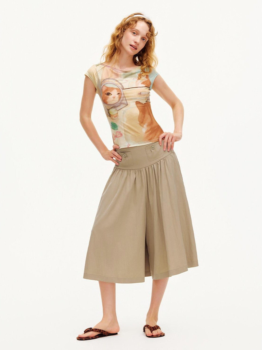 OuttheBlue Peanut Butter Wide Leg A Line Slim Draped Women&