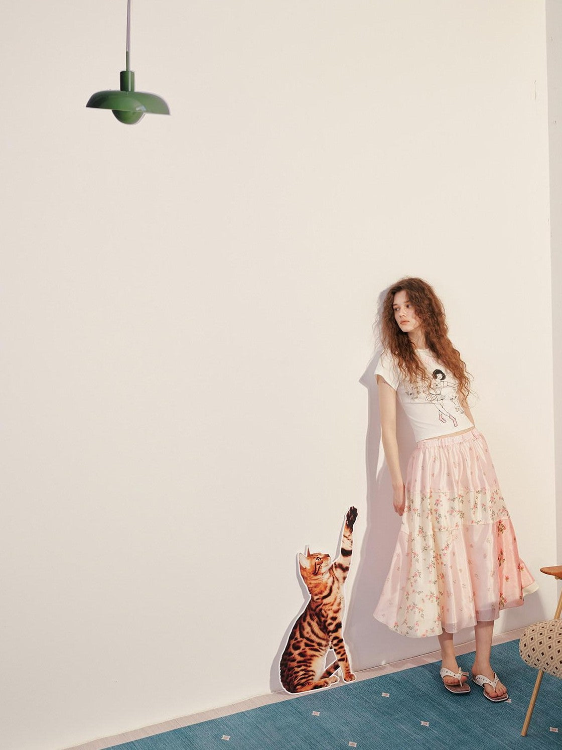 OuttheBlue Pink Patchwork Floral Print A Line Women&