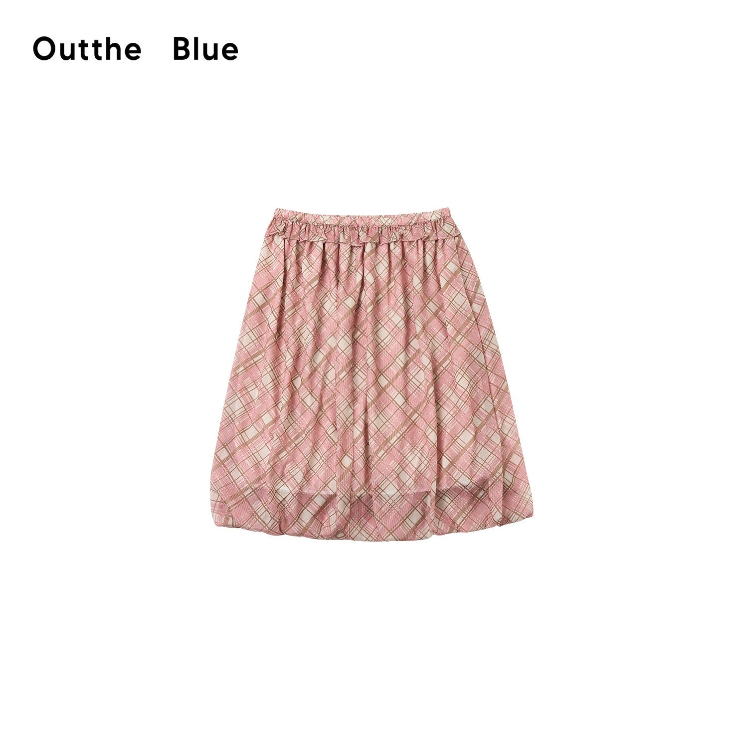 OuttheBlue_Pink_Plaid_Print_Tulip_Hem_Aline_Elastic_Waist_Women&