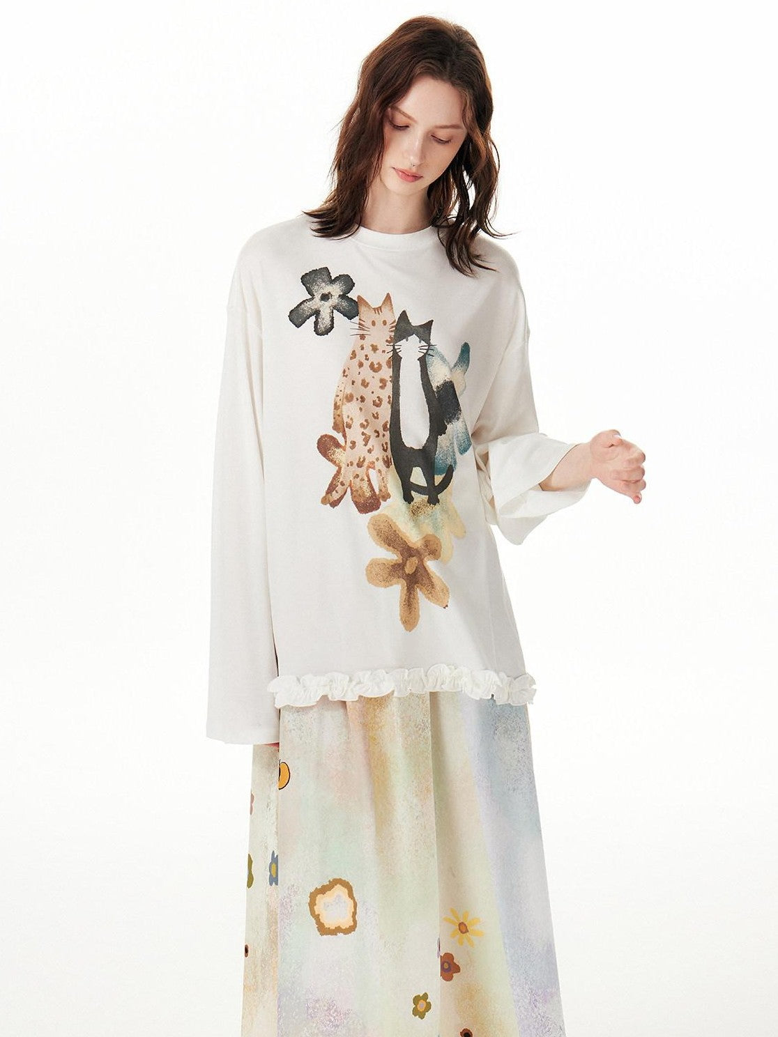 OuttheBlue Pink Ruffle Animal Print Women&