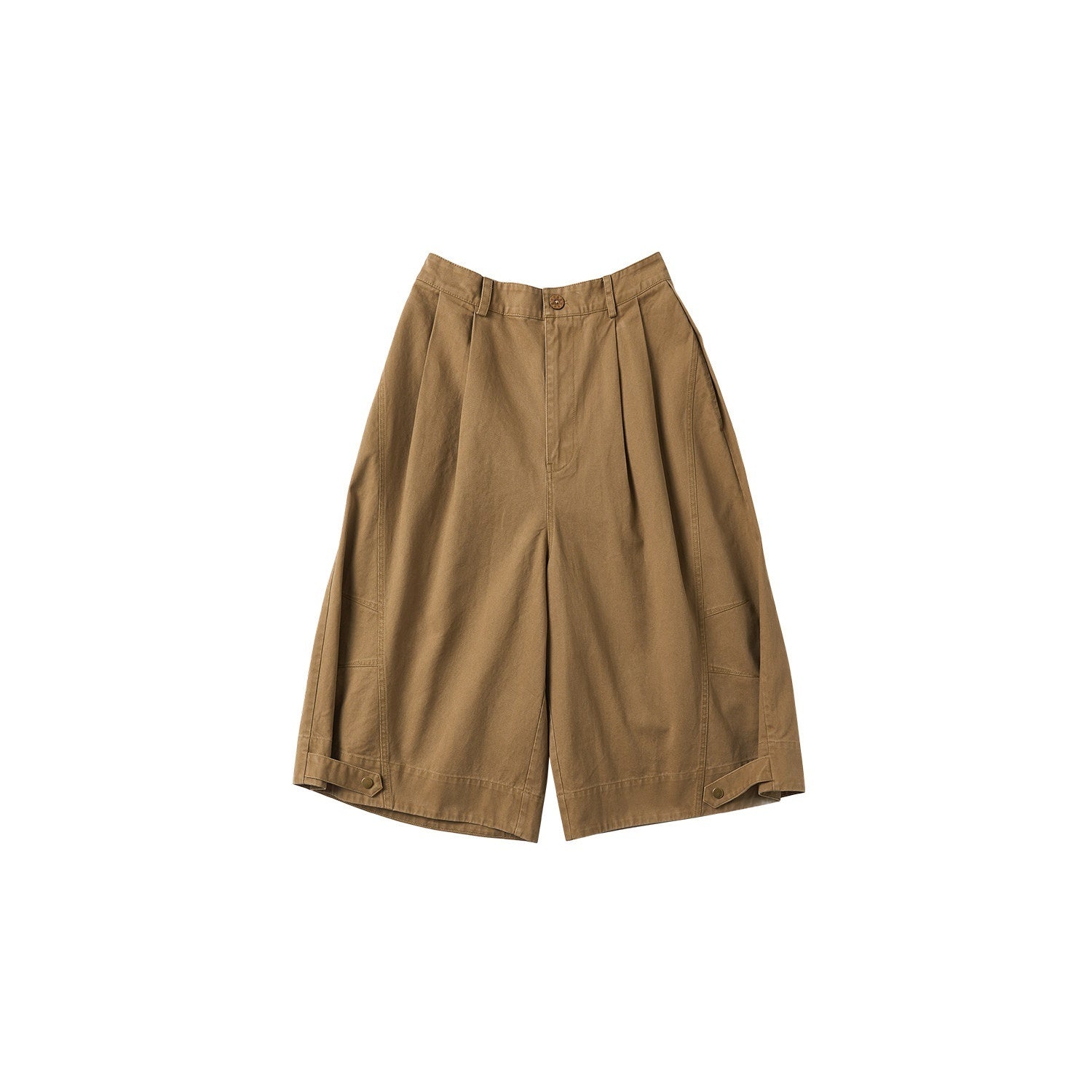 OuttheBlue Pleated Cotton Casual Natural Waist Women Button Fly Dusty Rose Straight Pants