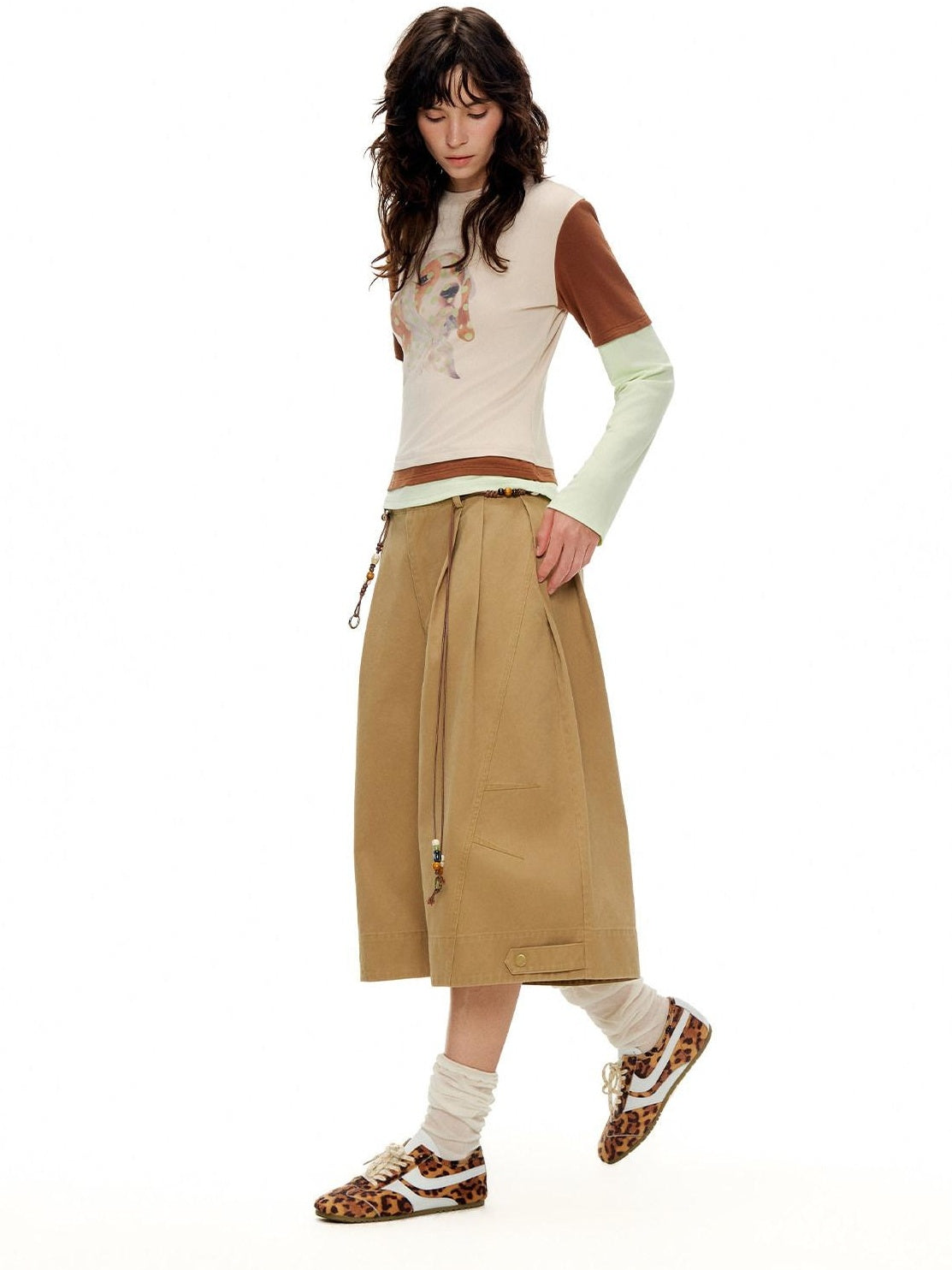 OuttheBlue Pleated Cotton Casual Natural Waist Women Button Fly Dusty Rose Straight Pants