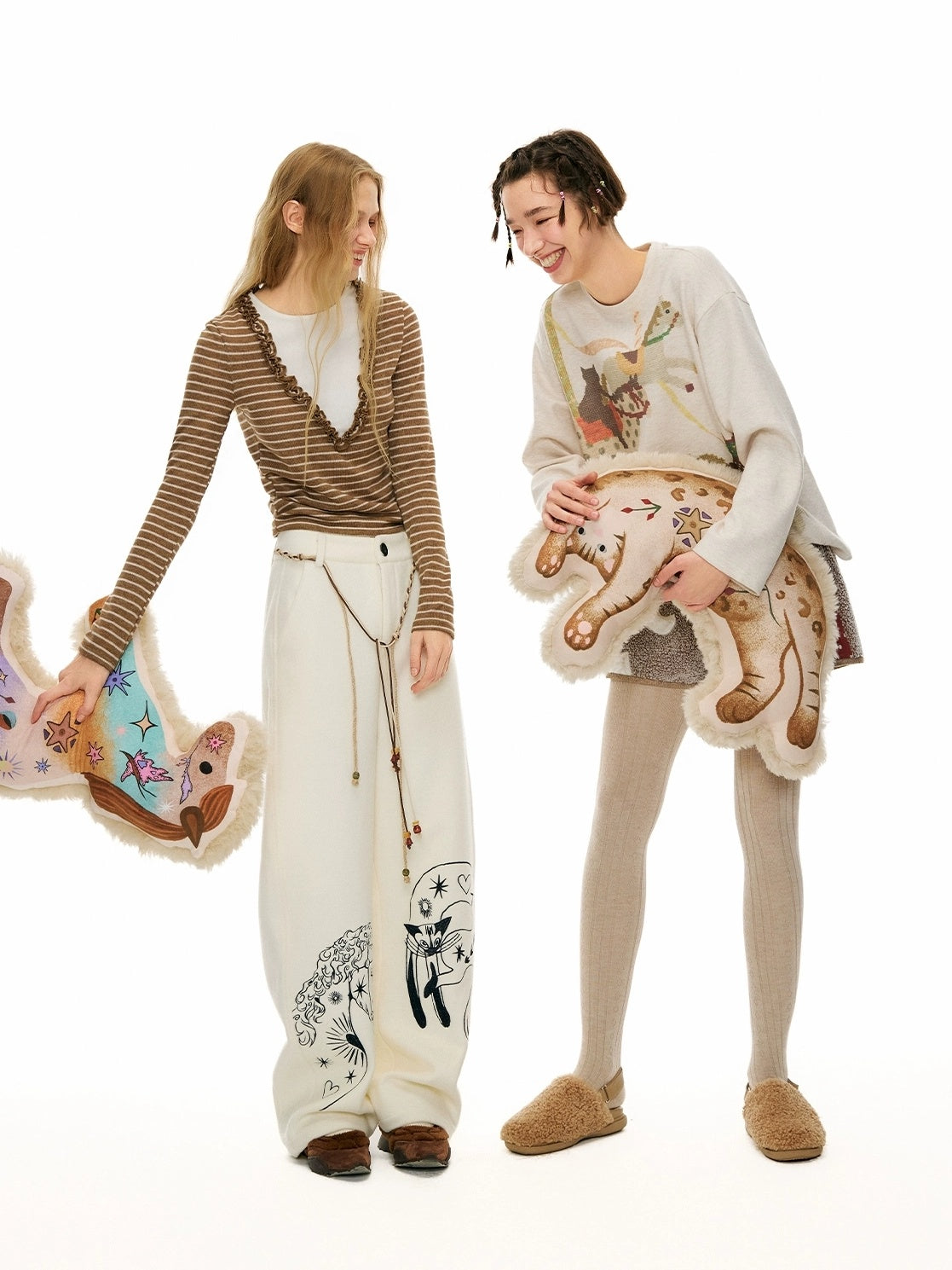 OuttheBlue Plush C Shaped Cartoon Pillow Universal Home Office Stretching Cat Accessories