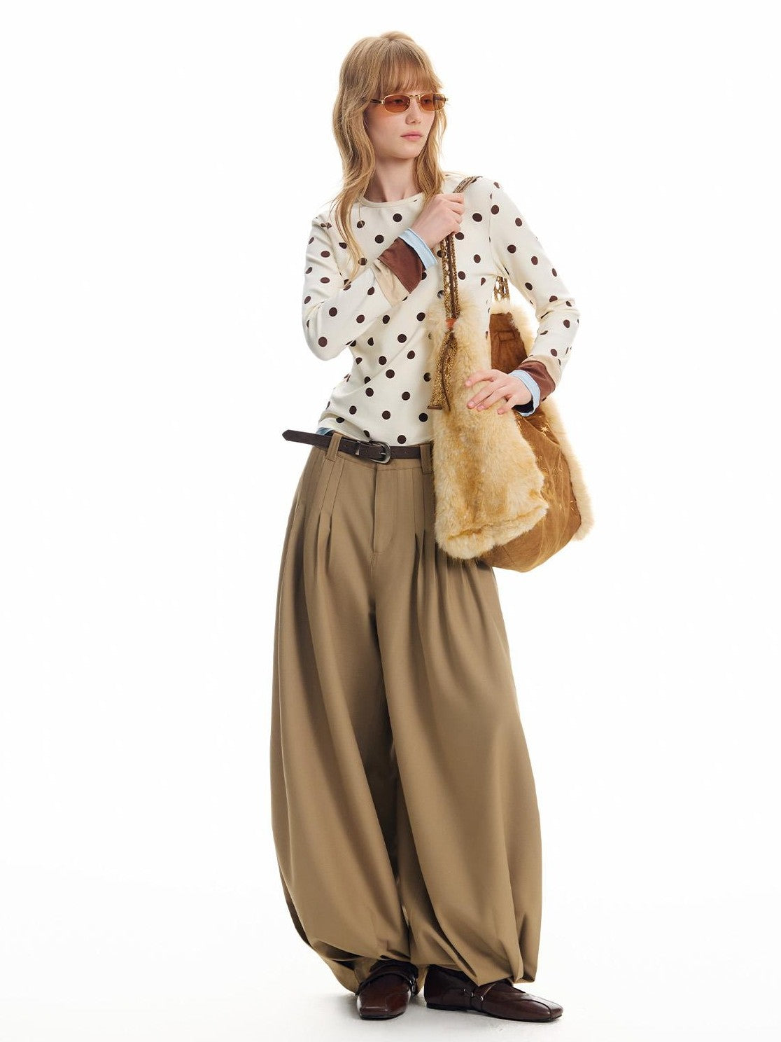 OuttheBlue Polka Dot Color Block Layered Women&