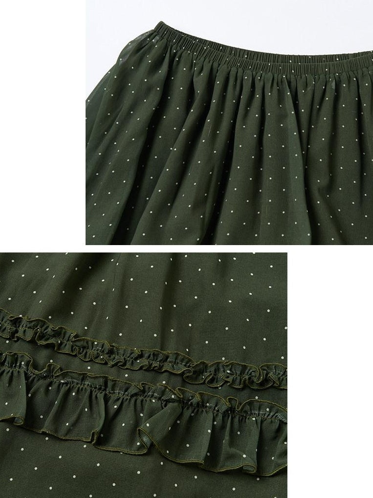 OuttheBlue Ruffle High Waist A Line Loose Boho Printed Polyester Women Maxi Skirts