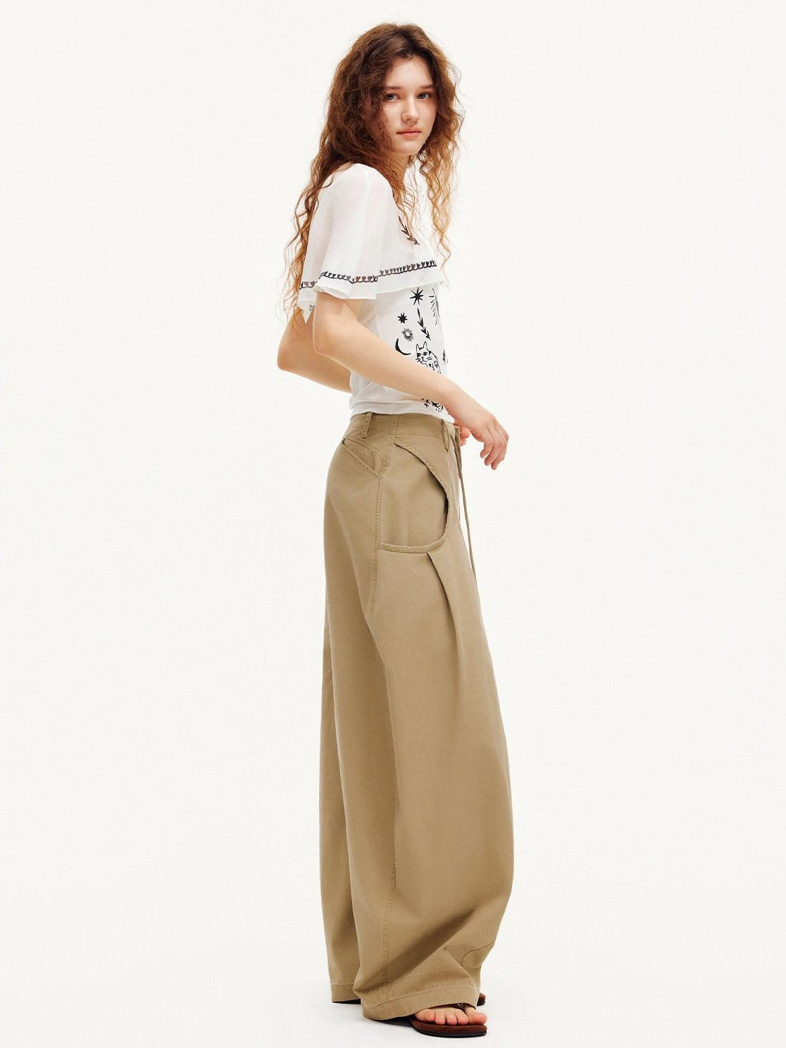 OuttheBlue Sand Dune Large Pockets Pleated Washed Women&