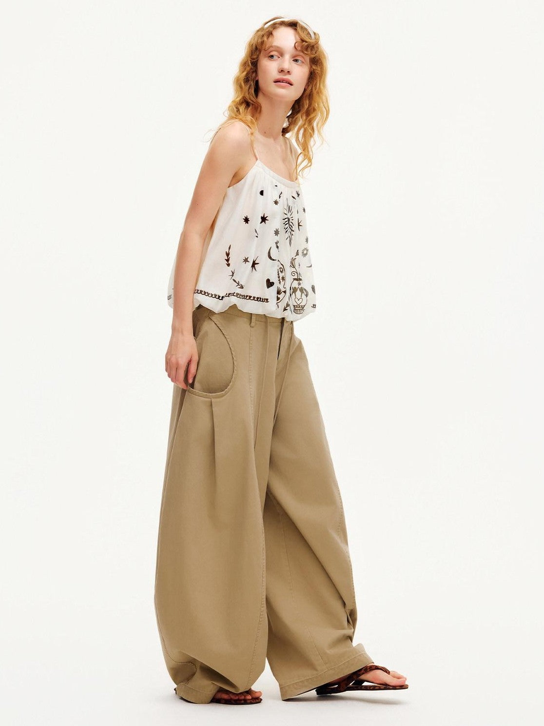 OuttheBlue Sand Dune Large Pockets Pleated Washed Women&