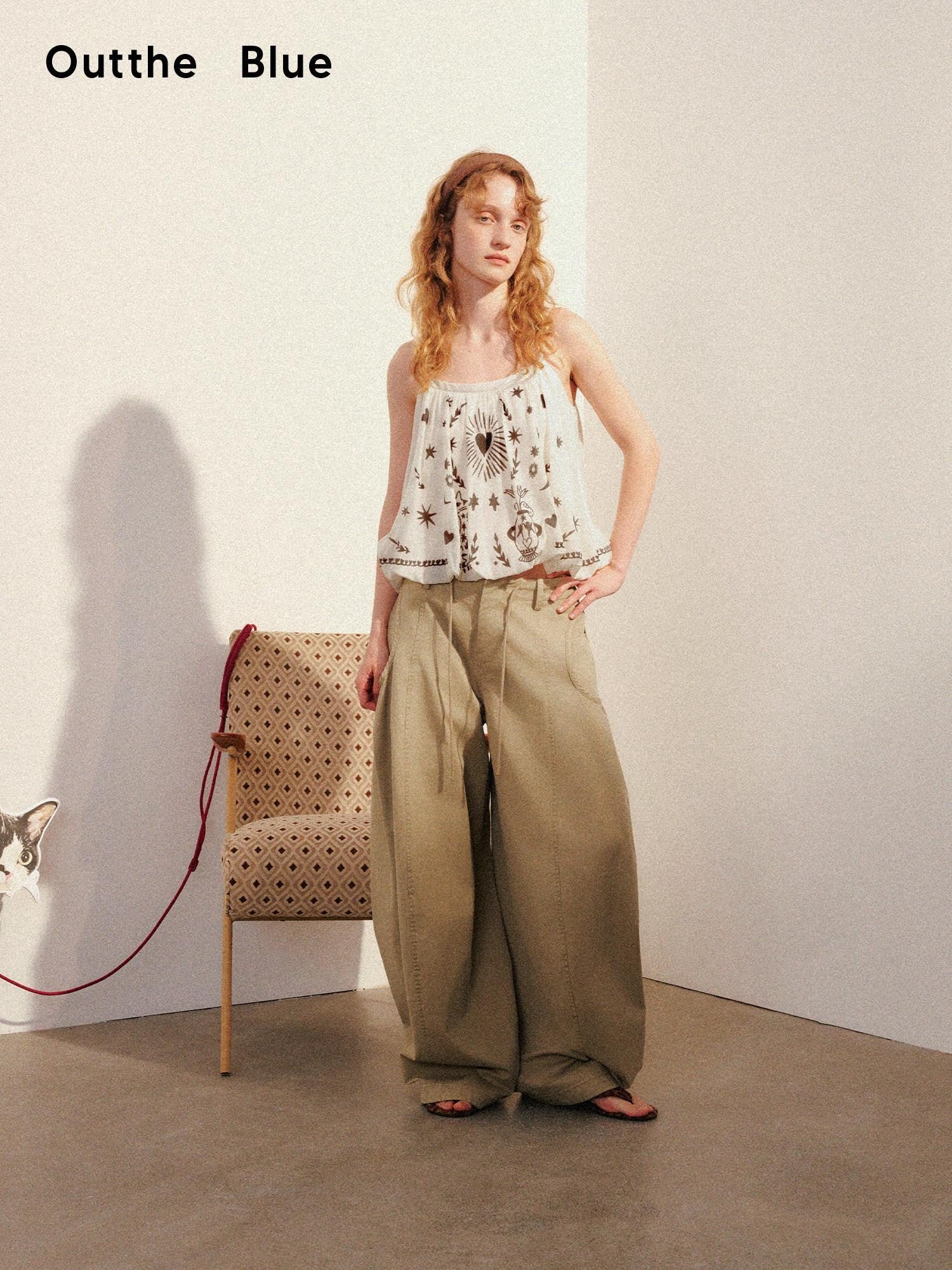 OuttheBlue Sand Dune Large Pockets Pleated Washed Women&