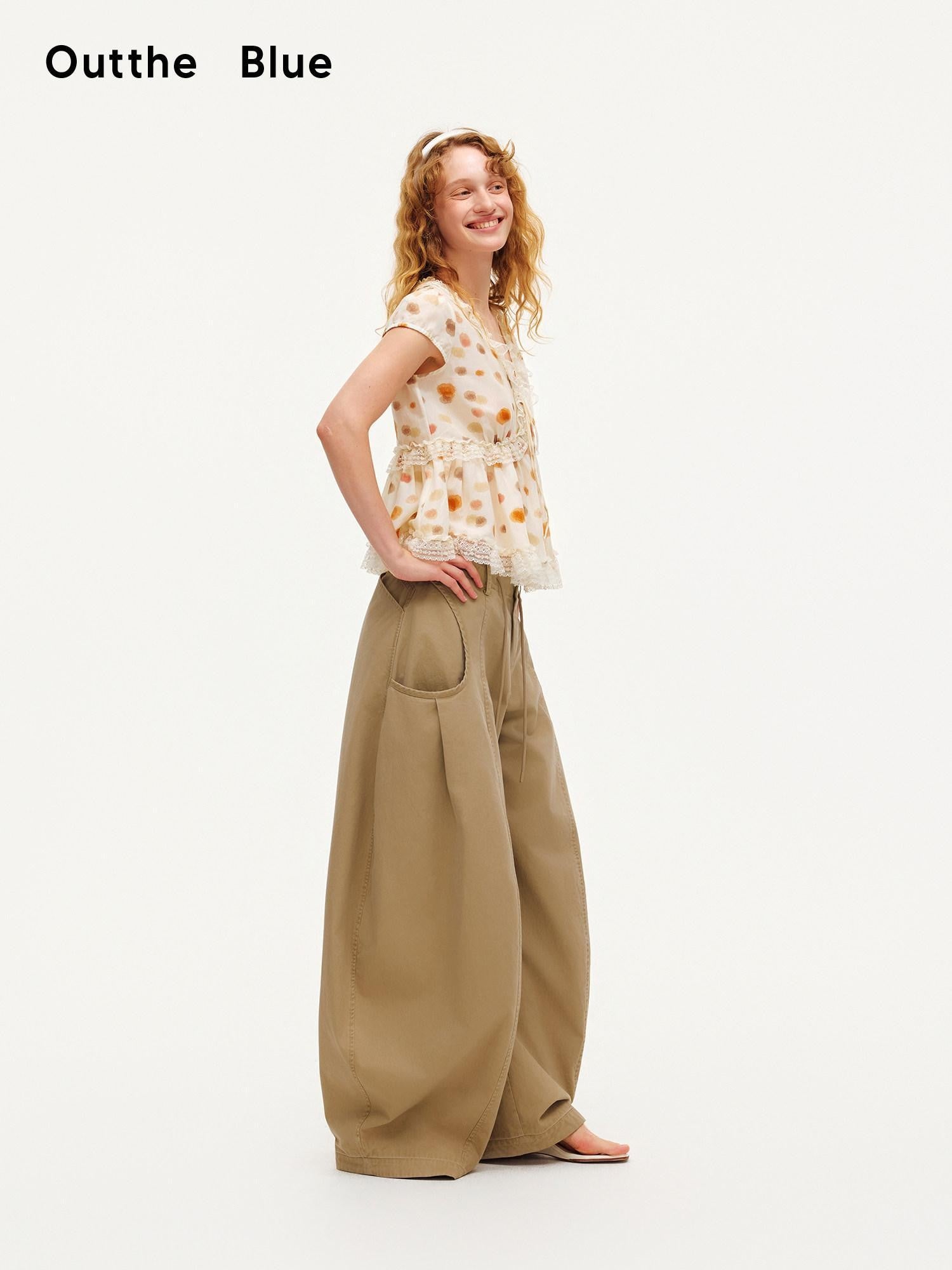 OuttheBlue Sand Dune Large Pockets Pleated Washed Women&