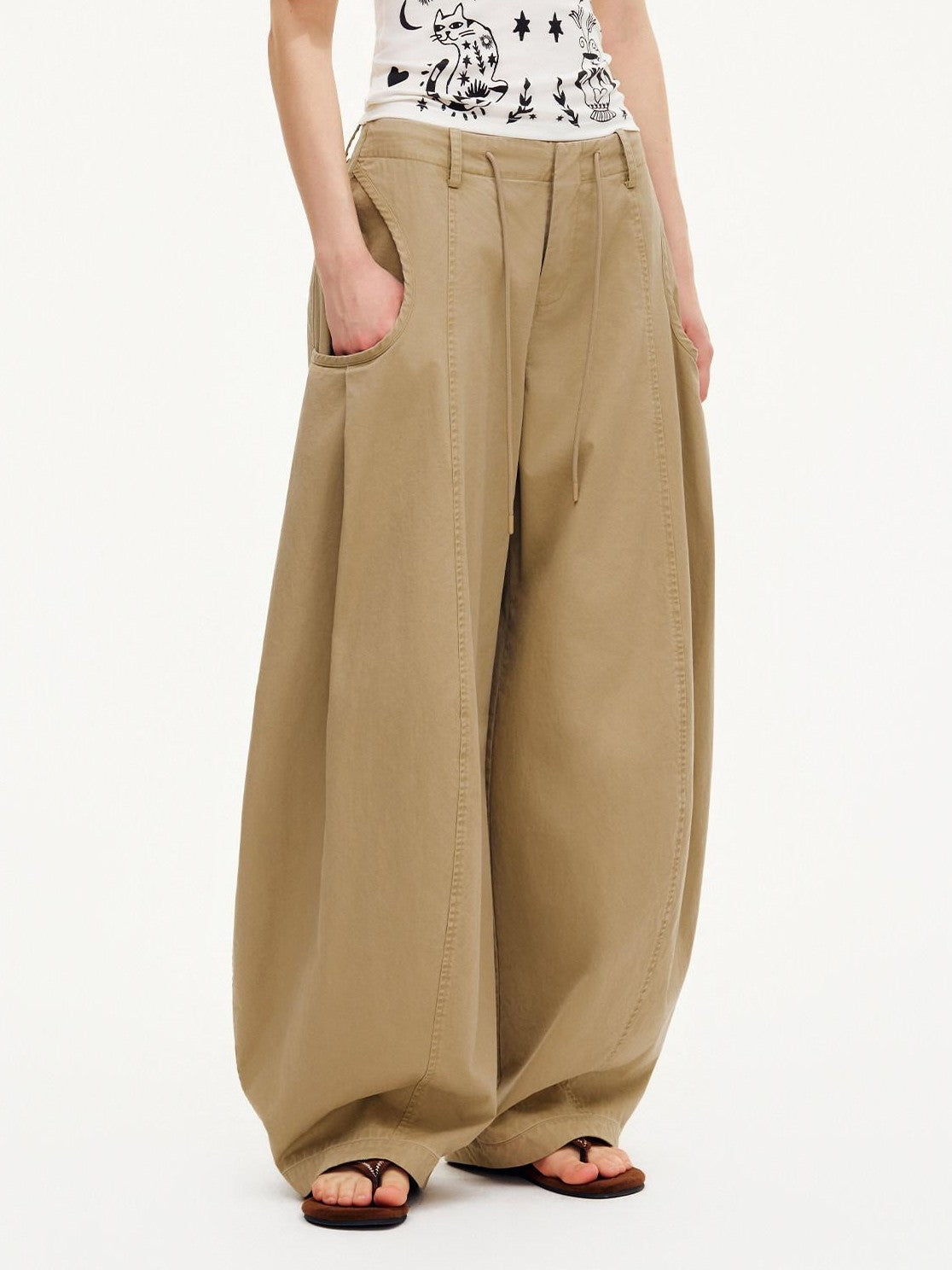 OuttheBlue Sand Dune Large Pockets Pleated Washed Women&