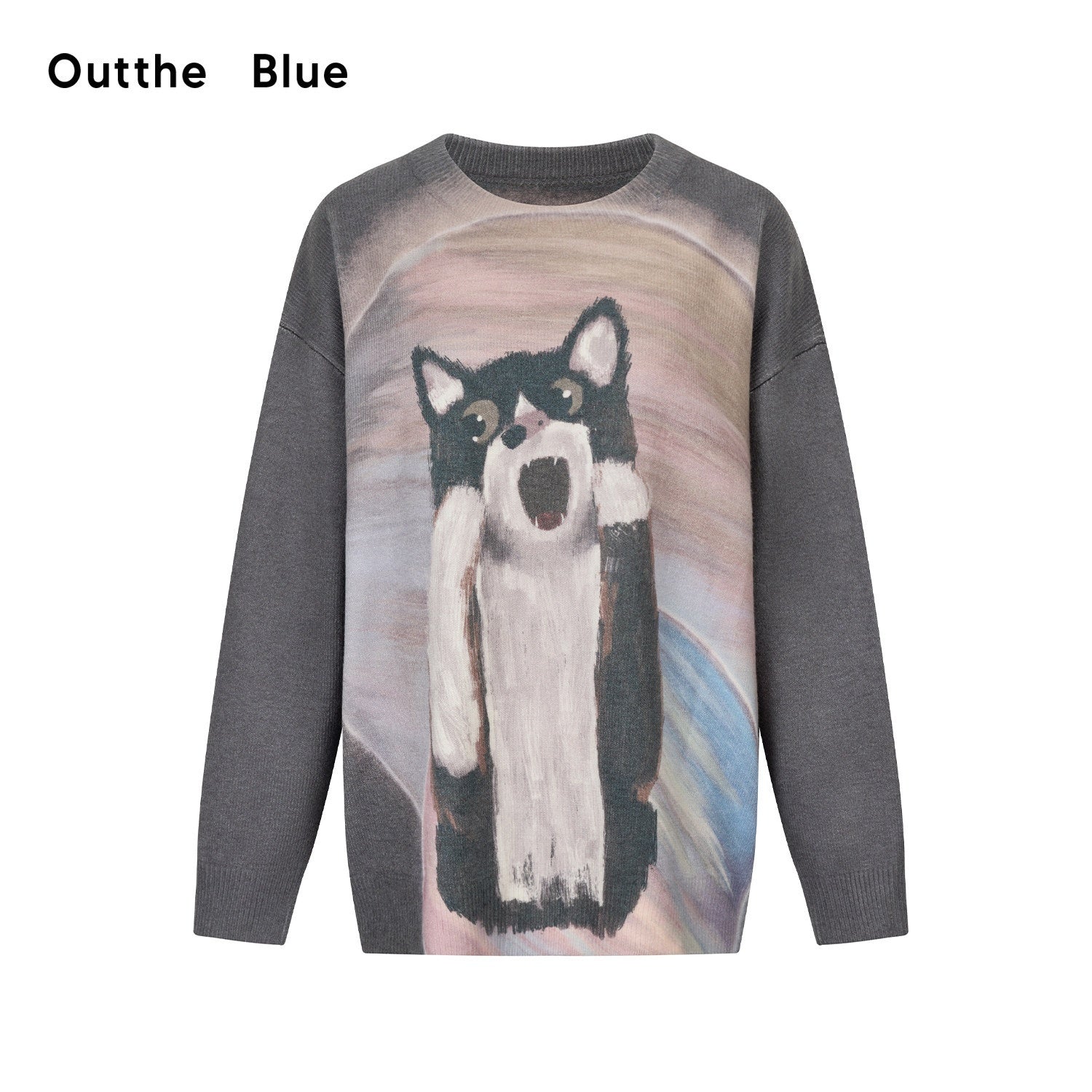 OuttheBlue Soft Acrylic Blend Classic Crewneck Pullover Office Animal Print Knitwear