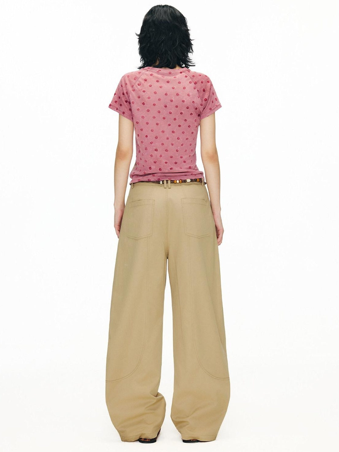 OuttheBlue Soft Cotton Animal Print Casual Straight Leg Natural Waist Khaki Womens Chinos