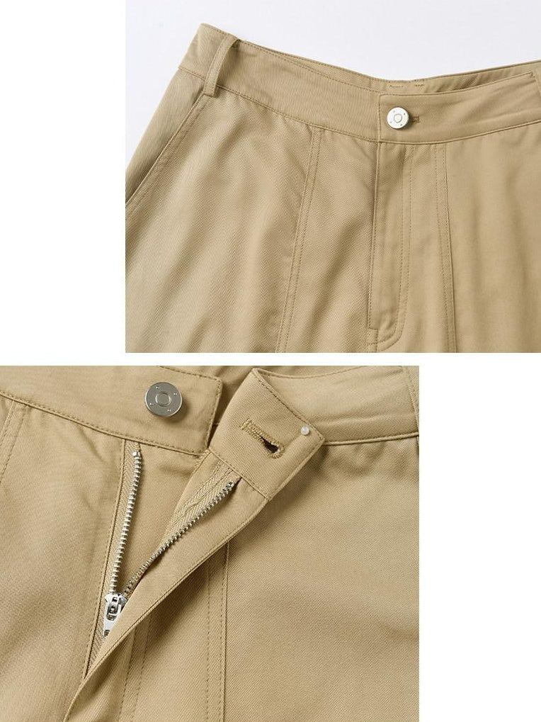 OuttheBlue Soft Cotton Animal Print Casual Straight Leg Natural Waist Khaki Womens Chinos