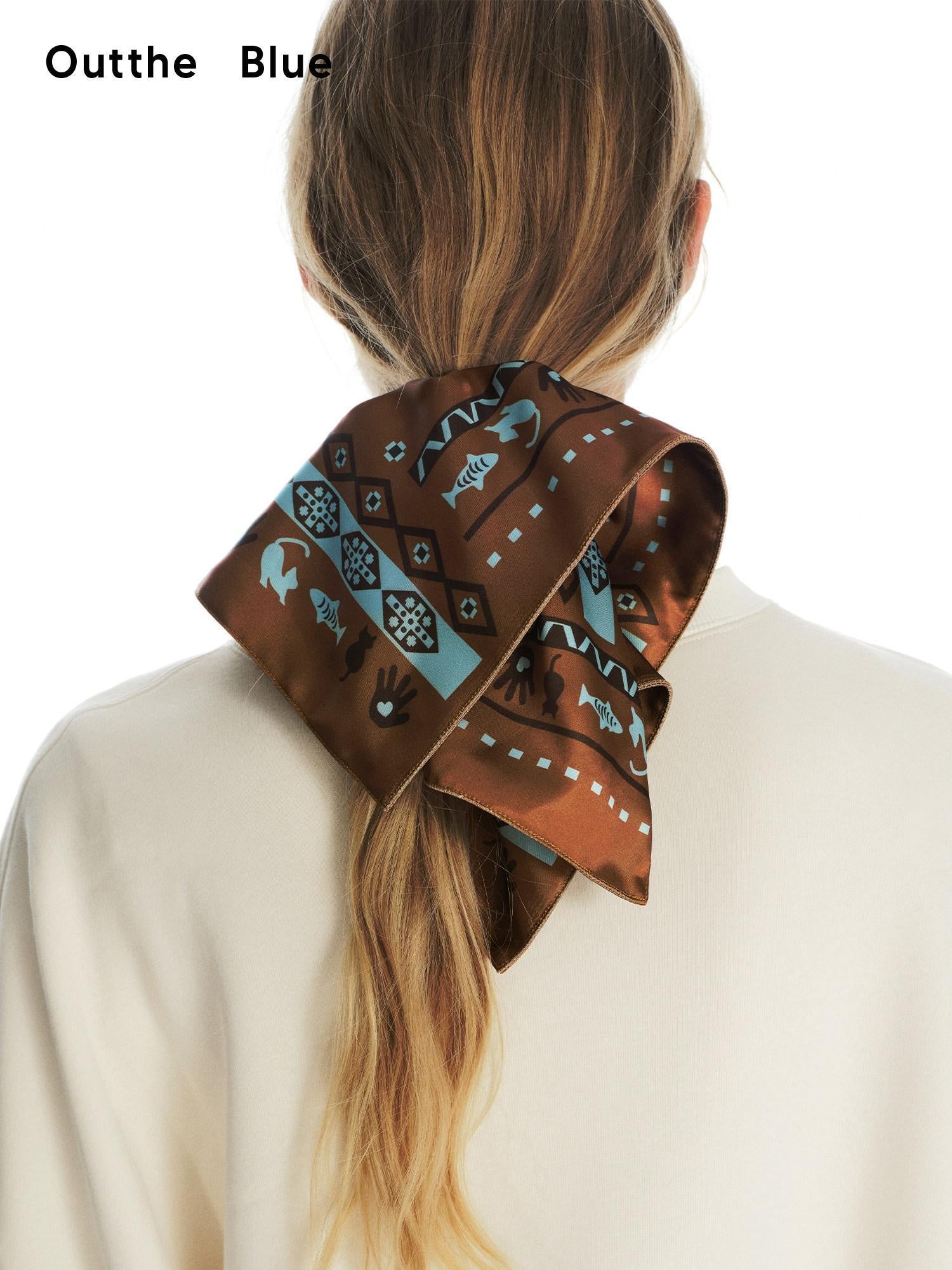 OuttheBlue Soft Fabric Animal Print Square Bow For Women Brown Beige Hair Accessories